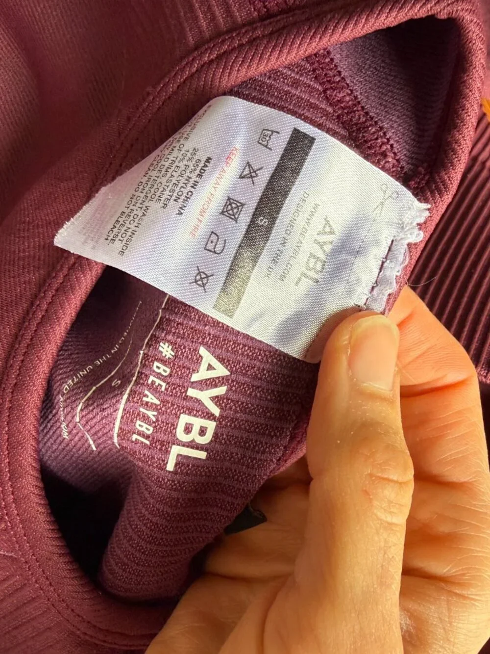 AYBL Empower Seamless Set Red Wine Small | Long Sleeve Crop Top + Leggings | Gym